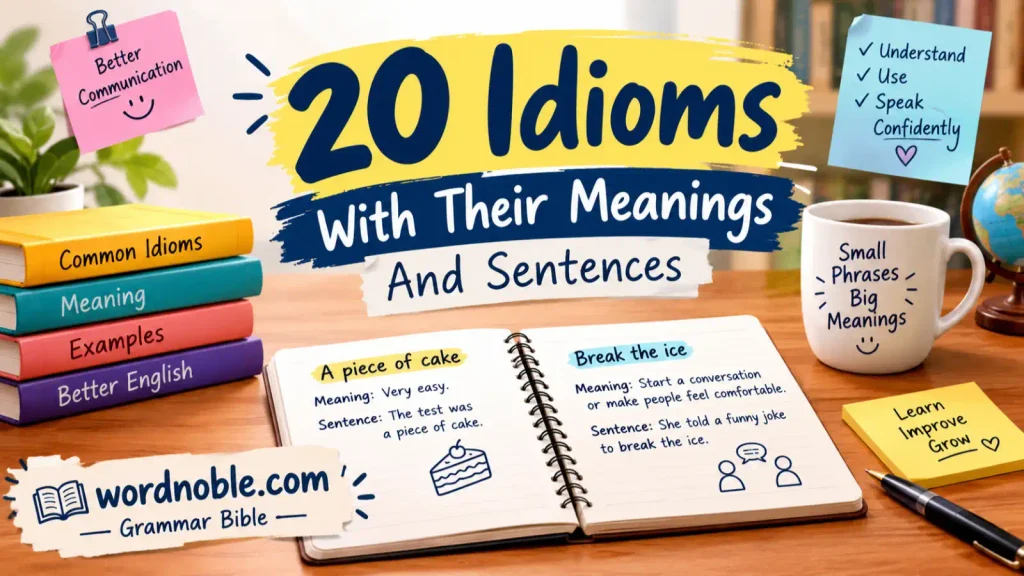 20 Idioms With Their Meanings And Sentences